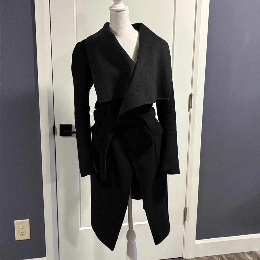 BCBGMaxAzria Black and Gray Belted Trench Coat -Size S